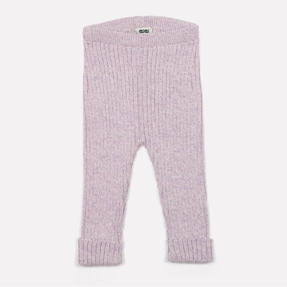 Cozy Ribbed Knit Fine Merino Wool Leggings in Lavender Gigi Knitwear